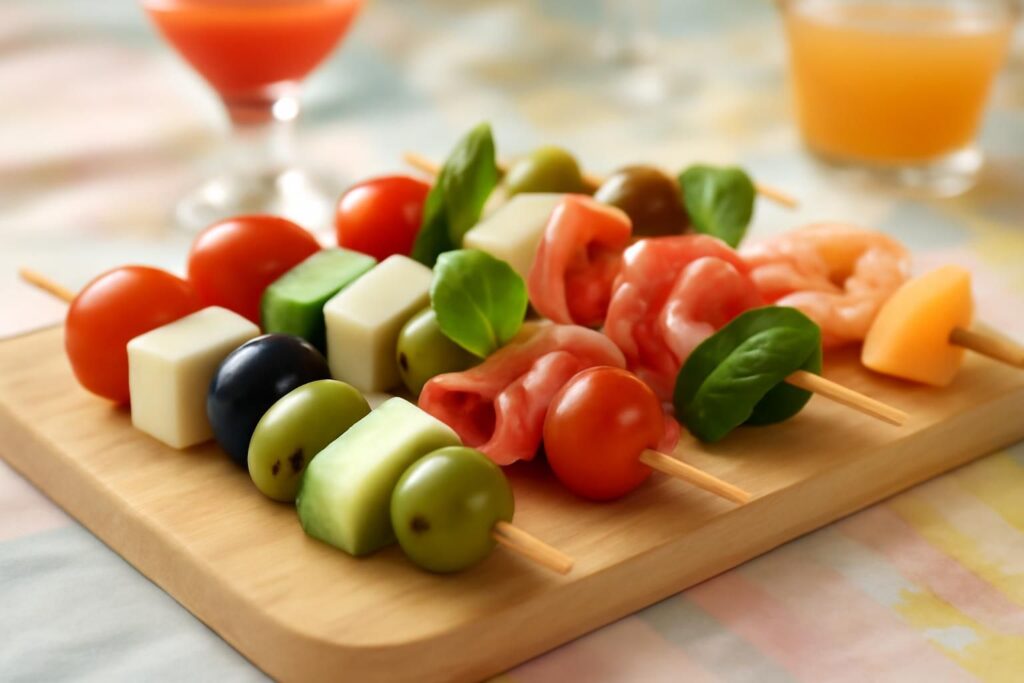 découvrez nos recettes de brochettes apéro froides, des idées fraîches et faciles à préparer pour un cocktail réussi et convivial.
