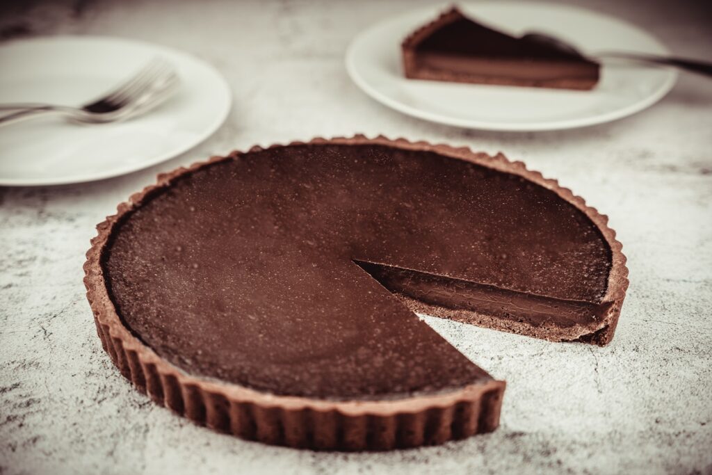 Home made chocolate tart.