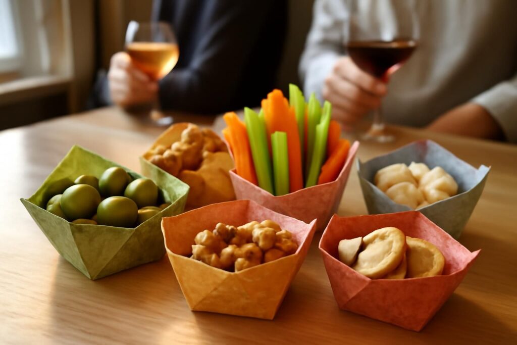 découvrez l'art du pliage avec notre boîte en origami, parfaite pour sublimer vos apéros entre amis et apporter une touche d'élégance et d'originalité à vos moments conviviaux.