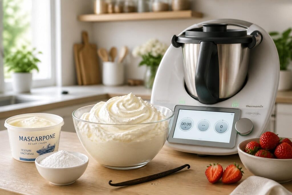 découvrez notre recette inratable de crème chantilly au mascarpone réalisée au thermomix, accompagnée d'astuces pour une texture parfaite et un goût délicieux à chaque fois.