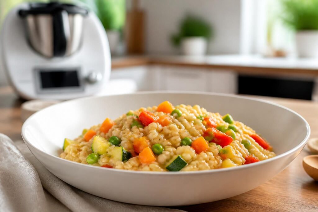 découvrez des recettes faciles de risotto de blé aux légumes, à réaliser rapidement avec votre thermomix ou cookeo pour un repas savoureux et équilibré.