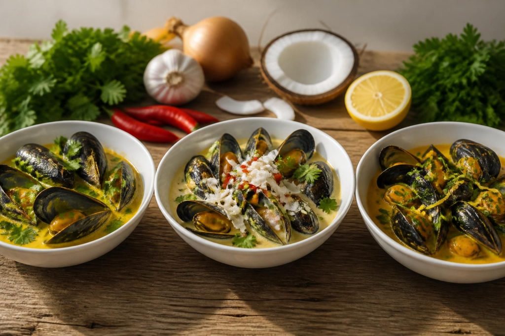 découvrez notre recette des moules au curry avec trois versions savoureuses : classique, coco et sans vin, pour régaler tous les palais simplement.