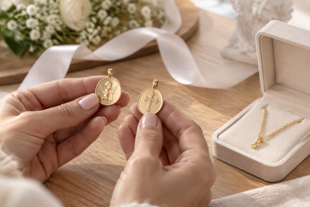 découvrez comment choisir une médaille de baptême significative : symbole, gravure, matériau et conseils pour offrir un cadeau précieux et personnel.