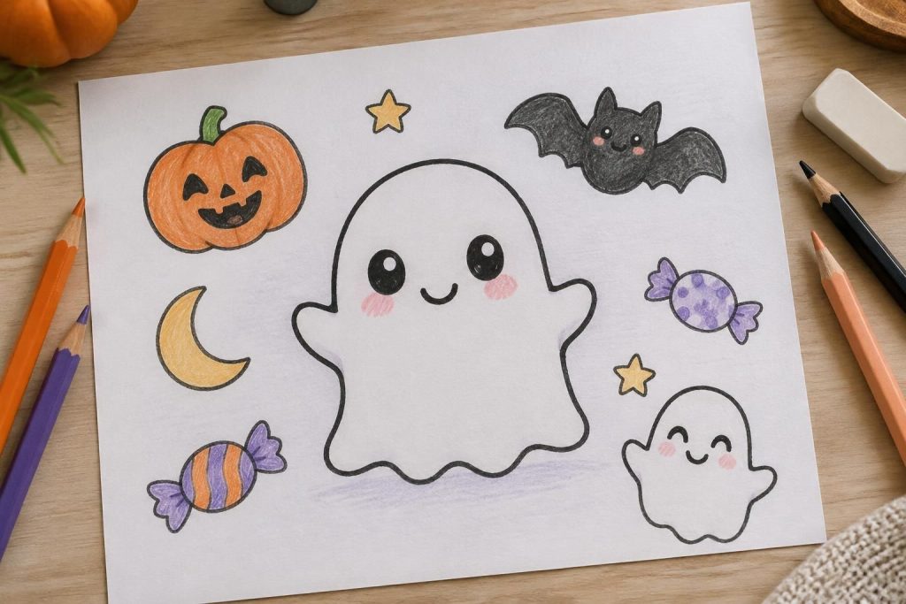 découvrez des dessins fantômes faciles pour enfants : idées kawaii et motifs d’halloween simples à dessiner pour s’amuser et créer en famille.