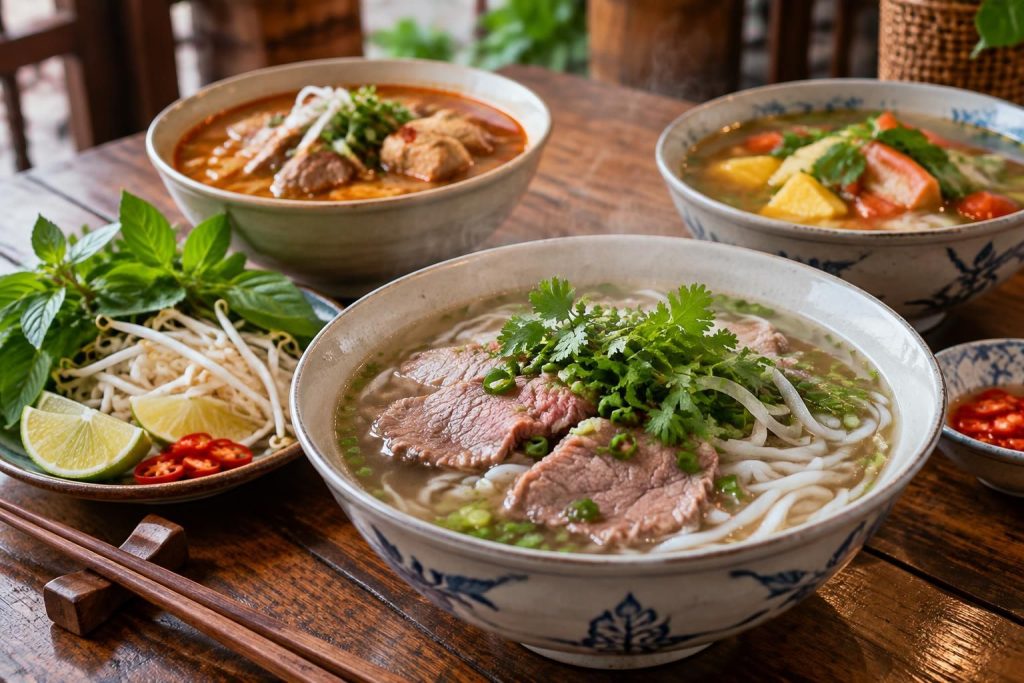 découvrez les soupes vietnamiennes traditionnelles : savourez un délicieux pho et explorez d’autres spécialités parfumées, riches en saveurs.