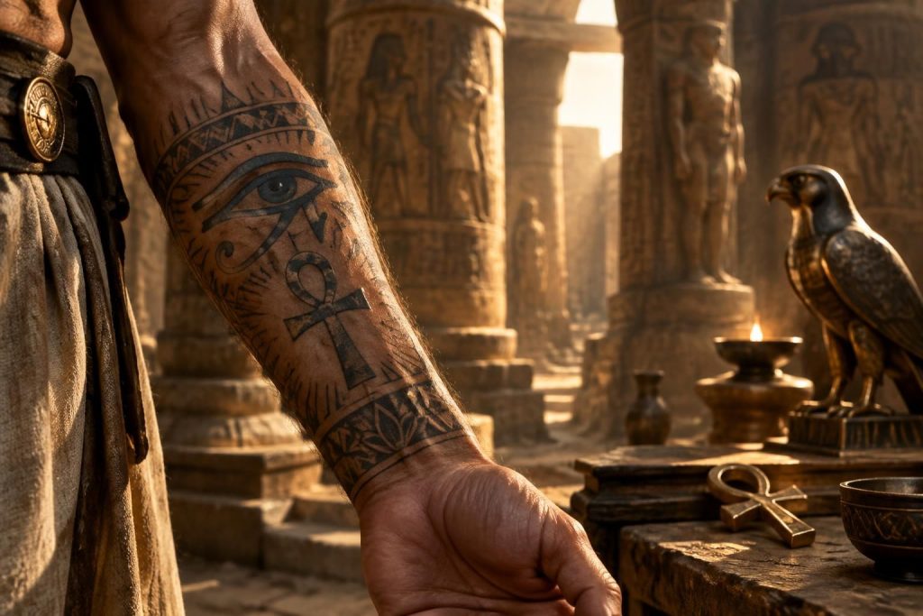 découvrez la signification des symboles égyptiens : œil d’horus, croix ânkh et tatouages sacrés, entre protection, vie éternelle et spiritualité.
